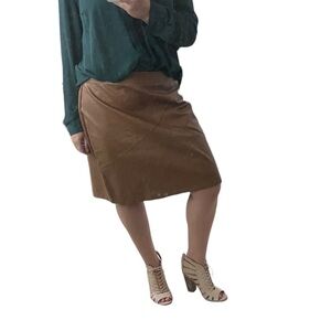 ZAEGOO Mocha Faux Leather Skirt